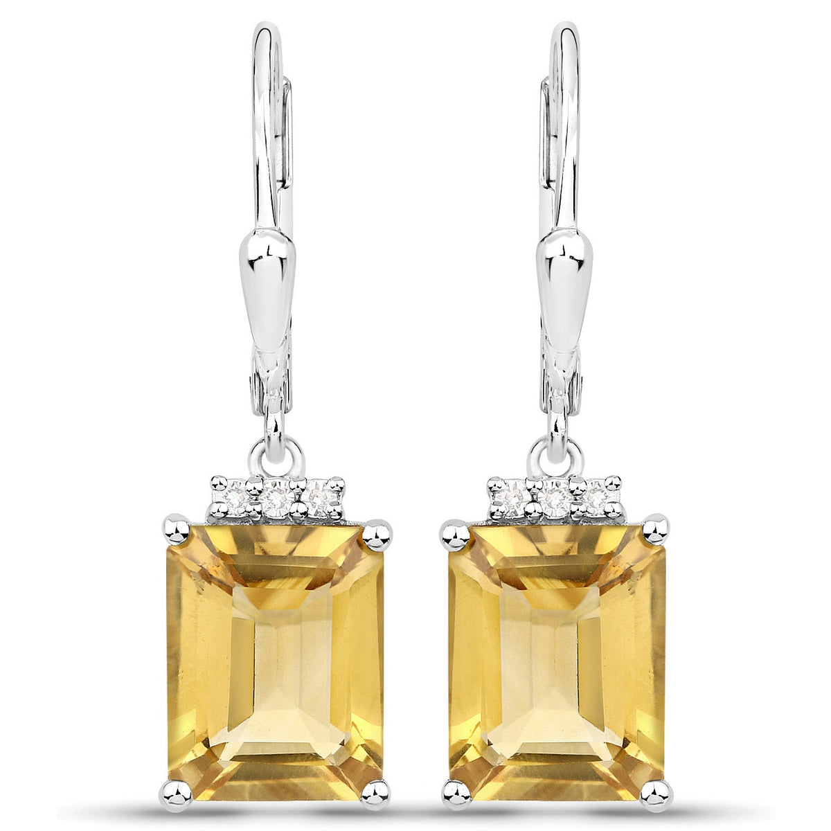 5.63 Carat Genuine Citrine and White Topaz .925 Sterling Silver Earrings