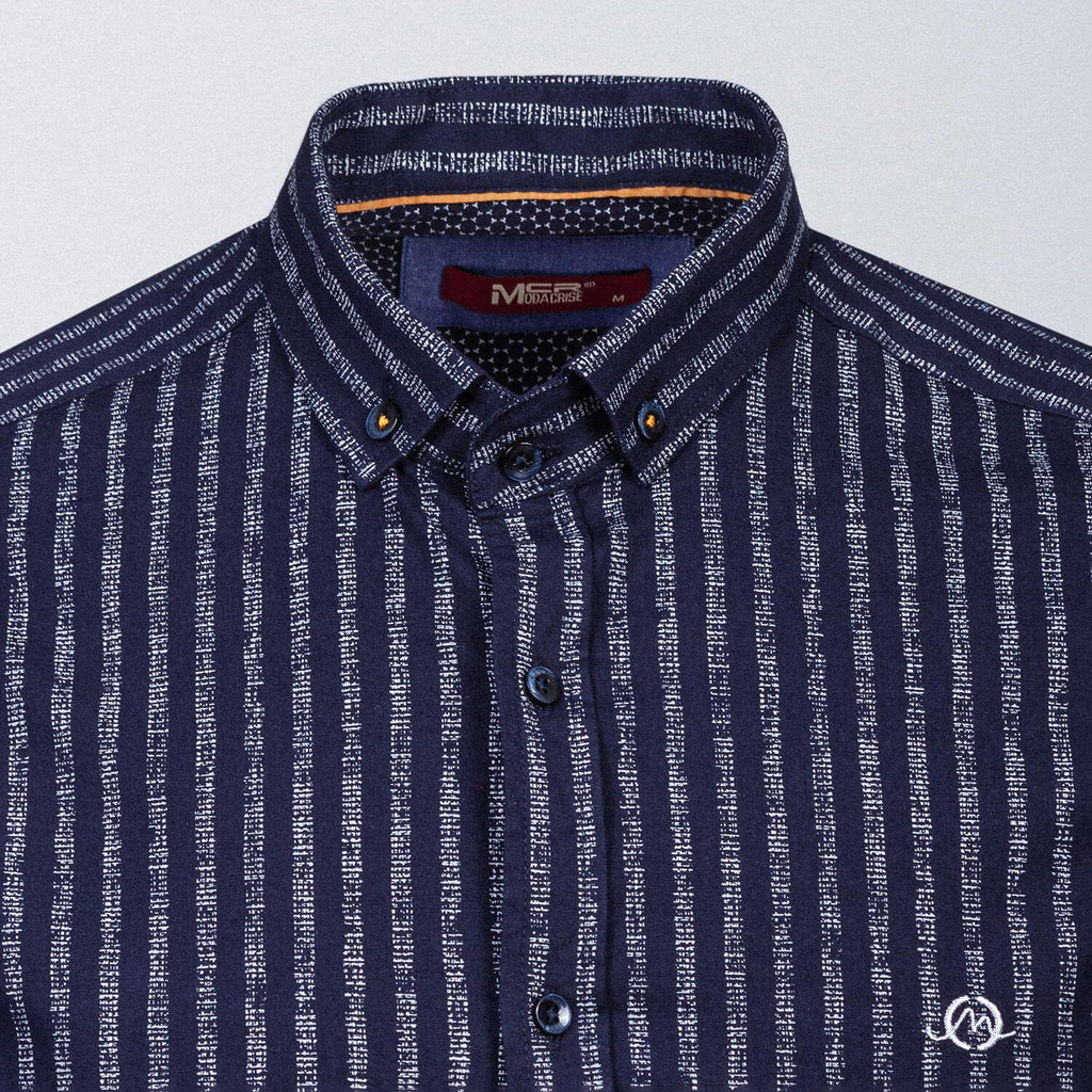Cluses Button Down Shirt // Dark Blue + White