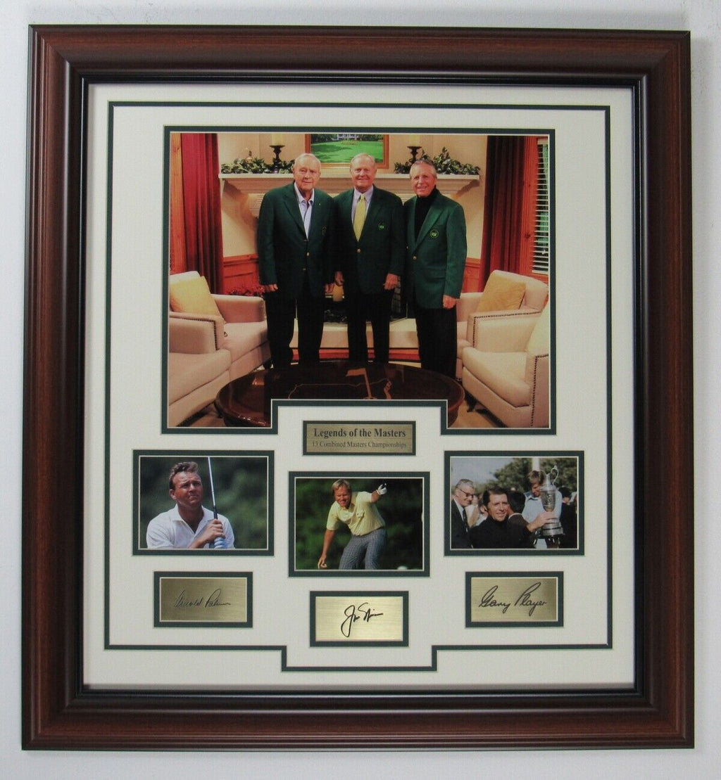 Palmer/Nicklaus/Player "Legends of the Masters" Framed Collage w/Laser Engraved