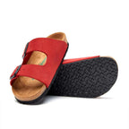 Bali Nubuck Leather Two-Strap Sandal // Red