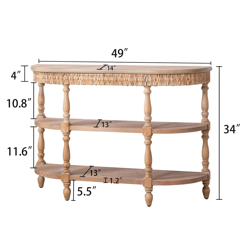 Handcrafted Console Table With Hand Woven Trim - Natural