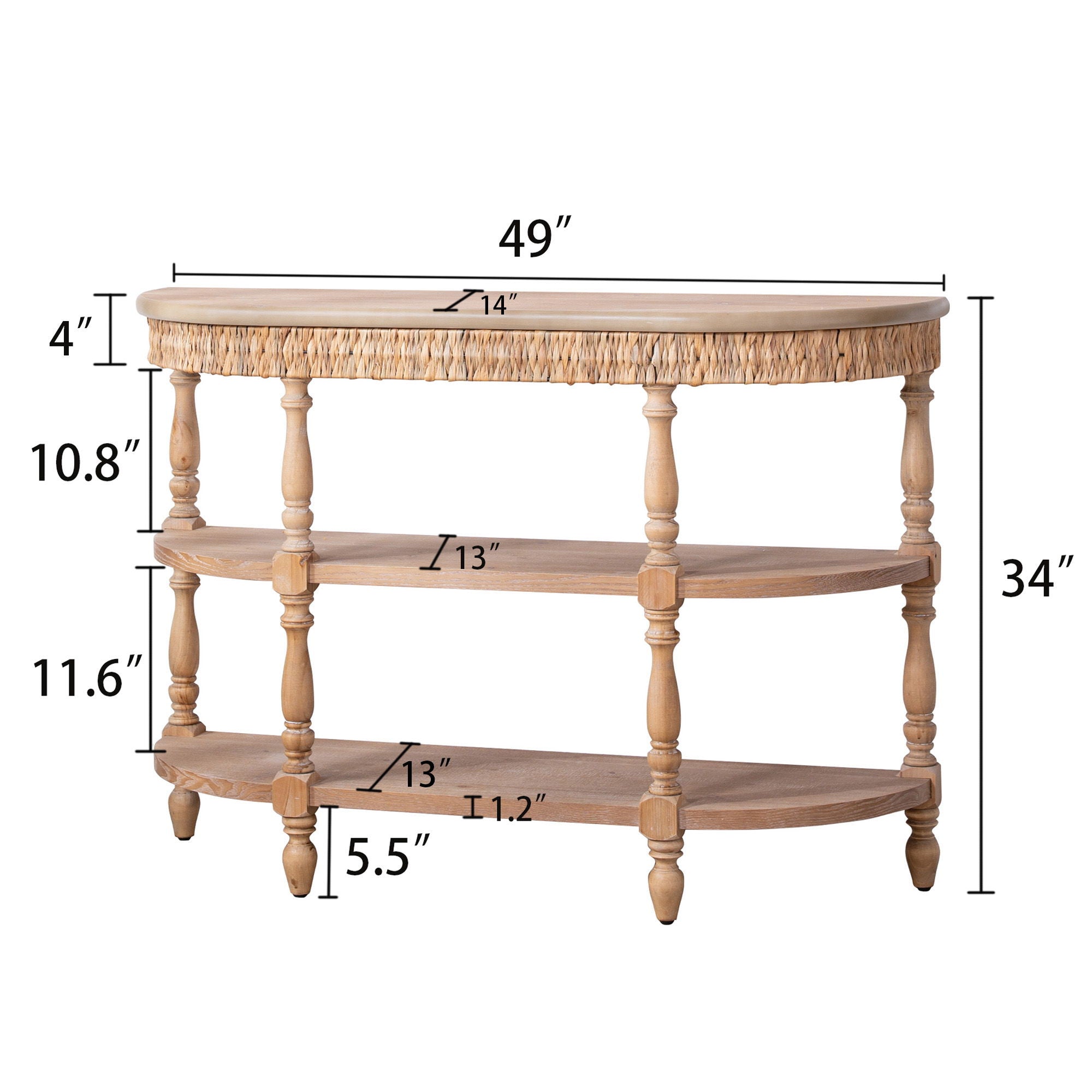 Handcrafted Console Table With Hand Woven Trim - Natural