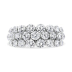 10K White Gold 2 1/2 Cttw Round Natural Diamond 3 Row Band Ring (I-J Color, I1-I2 Clarity) - Ring Size 7