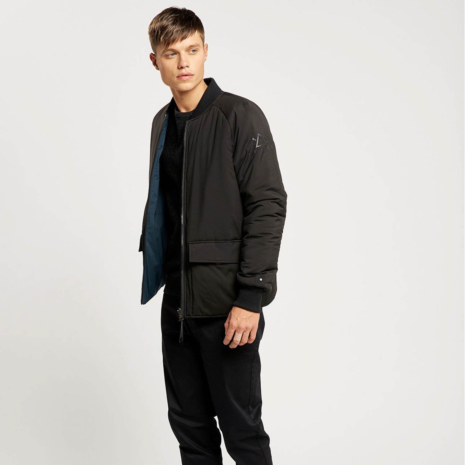 Kellan Reversible Bomber // Black + Navy
