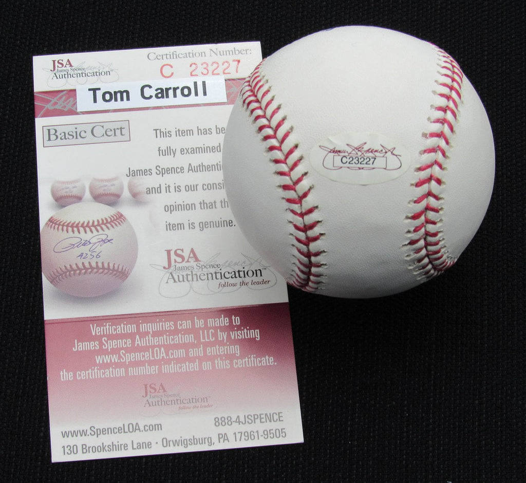 Tom Carroll Signed/Auto Yankees 100th OML Baseball JSA 186714