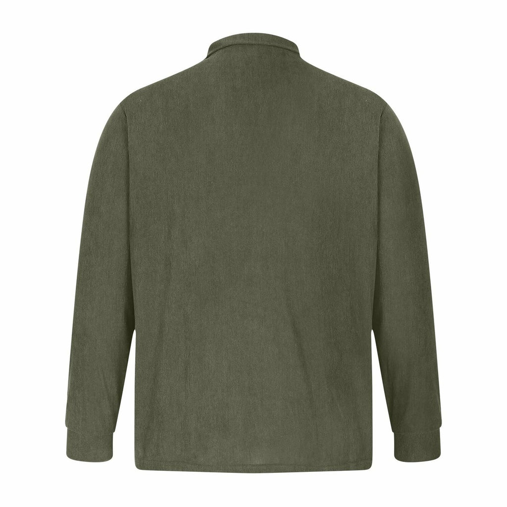 Fleece Quarter-Zip Long Sleeve Ribbed Shirt // Army Green