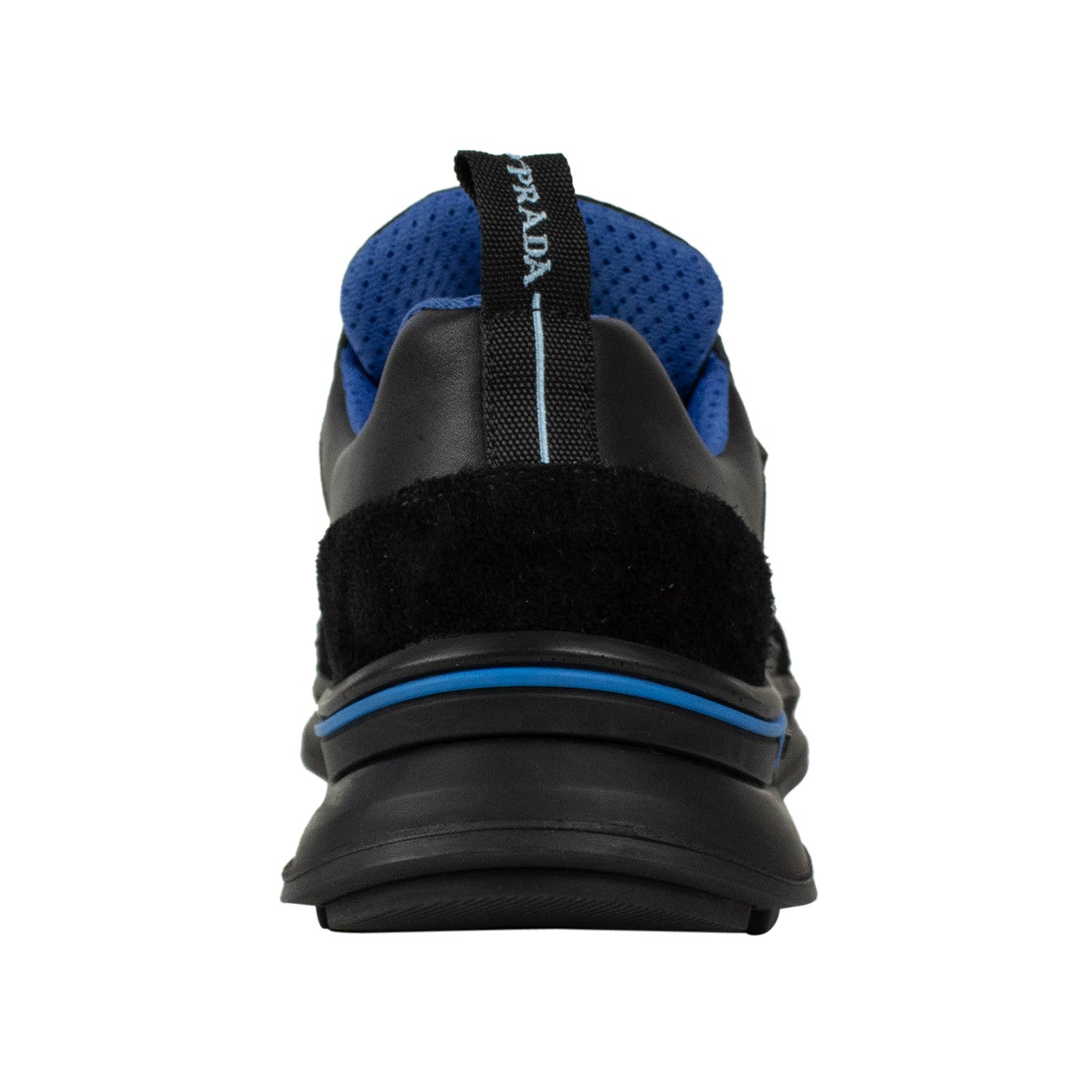 Prada // Mechano Leather + Fabric Sneakers // Black + Blue