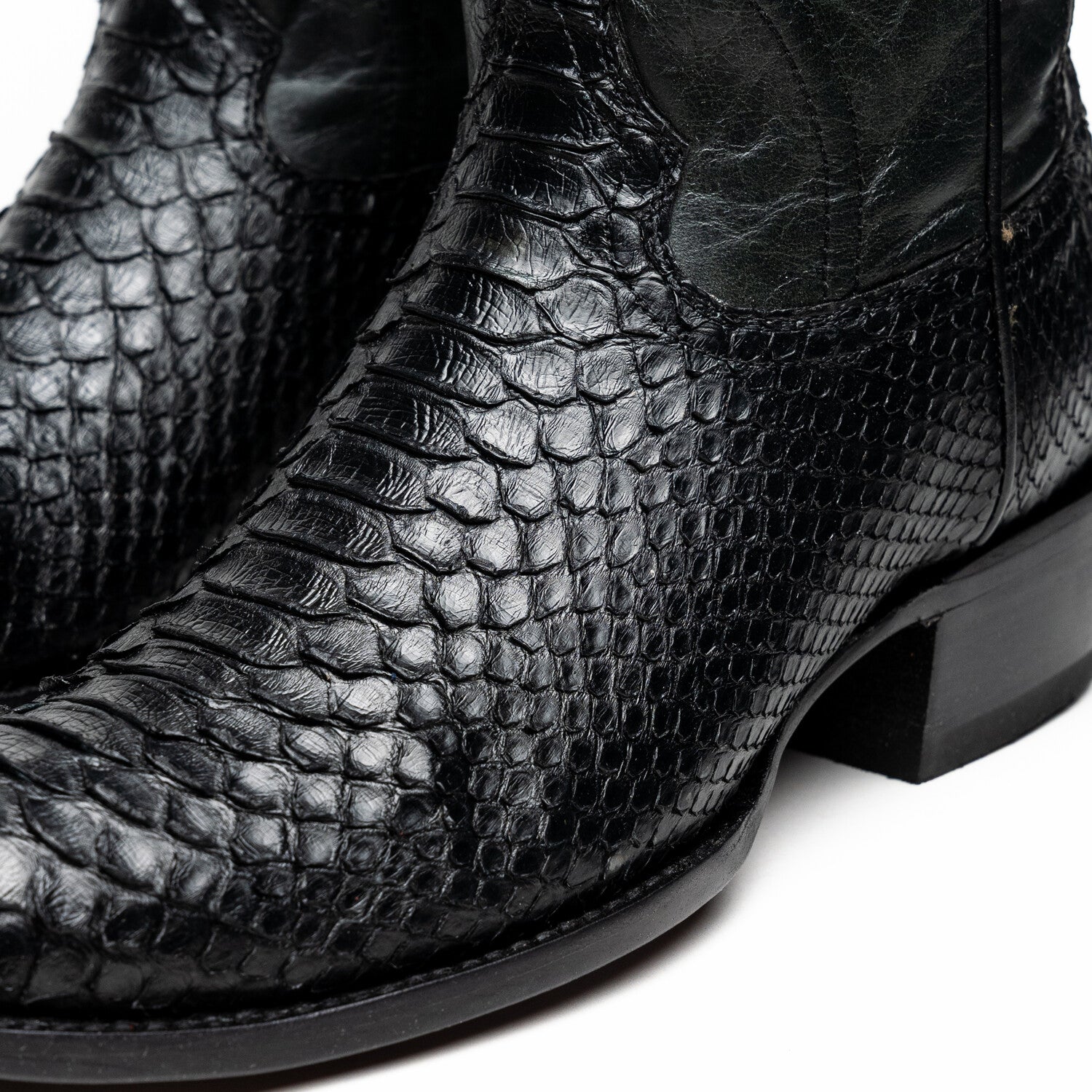Western Collection Kansas // Python Leather Cowboy Boot // Black