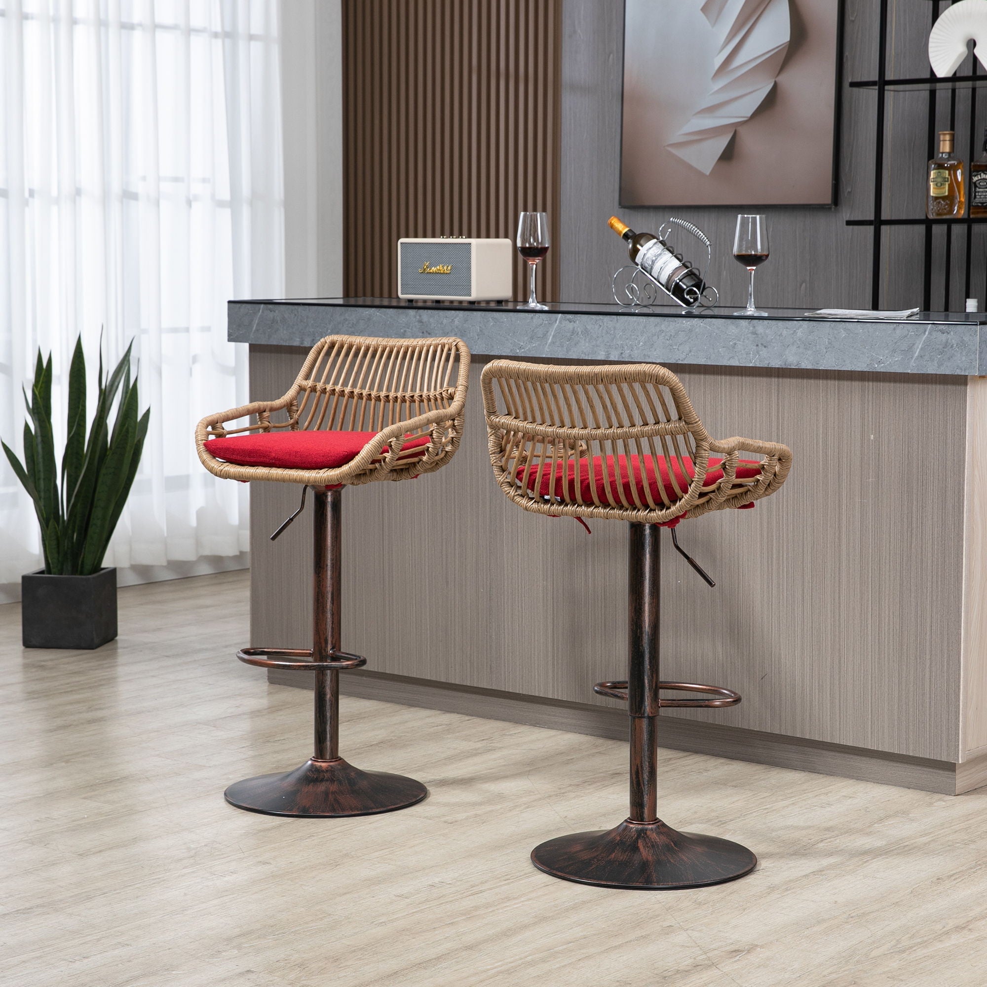 Modern Swivel Bar Stools Adjustable Counter Chairs