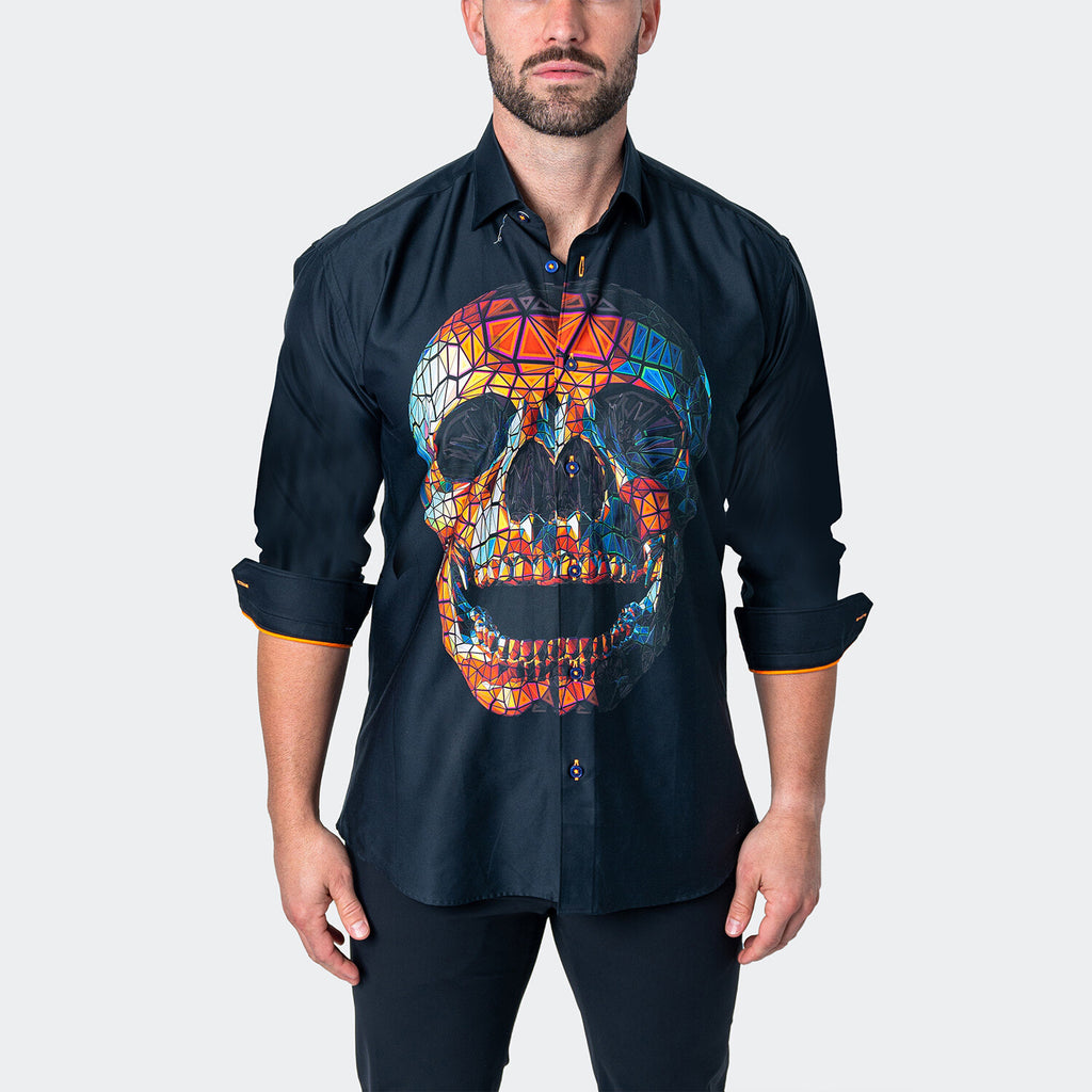 Fibonacci Skull Prizm Button-Up // Black