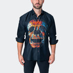 Fibonacci Skull Prizm Button-Up // Black