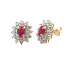 2.30ct Ruby Diamond Earrings 14KT Yellow Gold