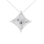 10K White Gold 1/10 Cttw Bezel Set Solitaire Princess Cut Diamond Kite Shaped Pendent Necklace - 18" Inches