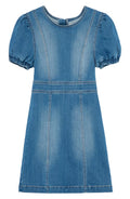Habitual Kids Kids' Puff Sleeve Denim Dress in Light Stone, Size 16