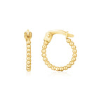 14K Yellow Gold Bead Hinged Hoop Earrings
