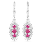 4.32 Carat Genuine Ruby and White Topaz .925 Sterling Silver 3 Piece Jewelry Set (Ring, Earrings, and Pendant w/ Chain)