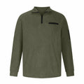 Fleece Quarter-Zip Long Sleeve Ribbed Shirt // Army Green