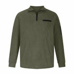 Fleece Quarter-Zip Long Sleeve Ribbed Shirt // Army Green