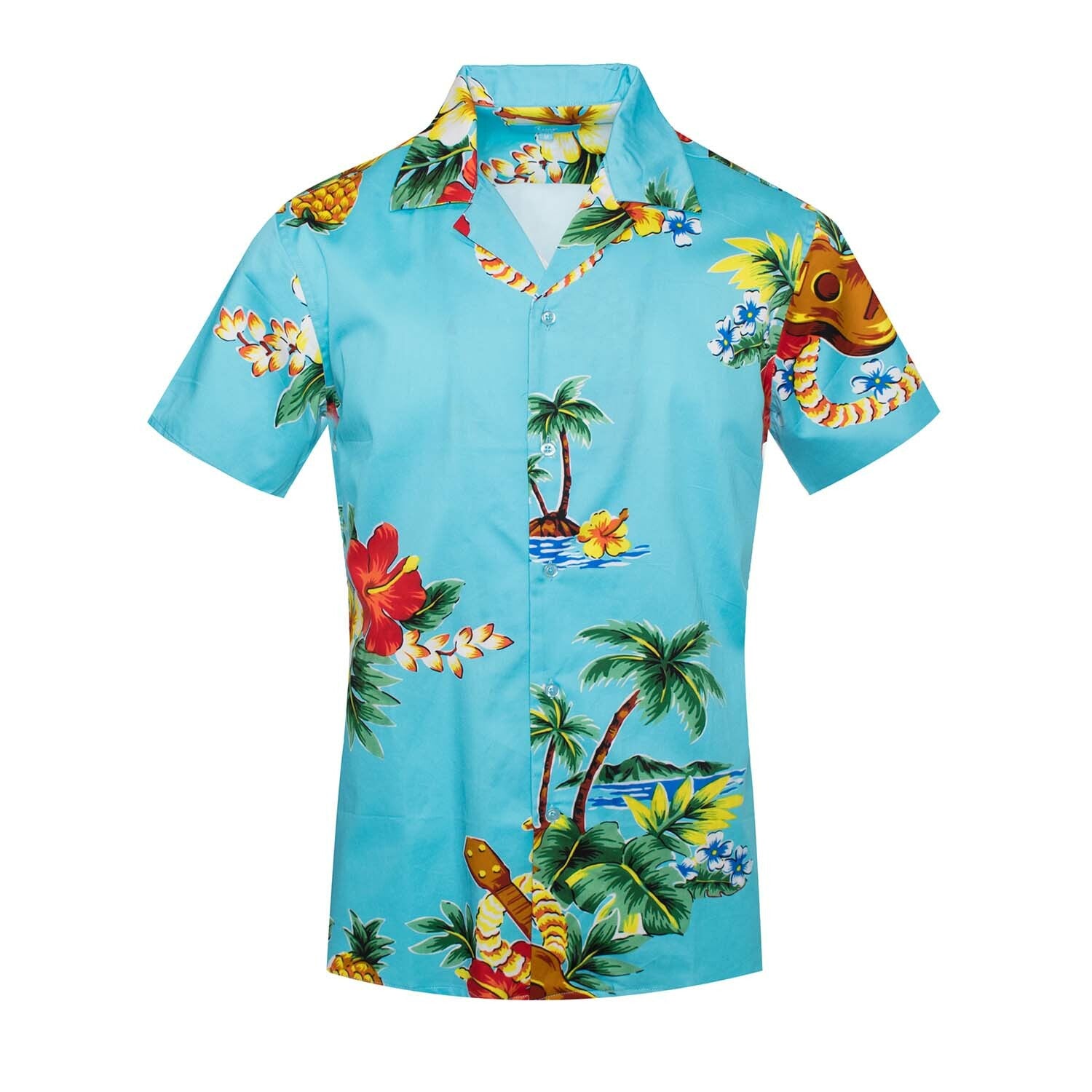 Tropical Short Sleeve Button-Up // Turquoise