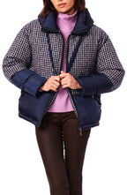 Bernardo Heavy Mixed Media Water Resistant Puffer Jacket in Navy Blue, Size Large