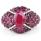 5.15 Carat Genuine Glass Filled Ruby & Ruby .925 Sterling Silver Ring