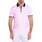 Zipper Short Sleeve Polo Shirt // Pink
