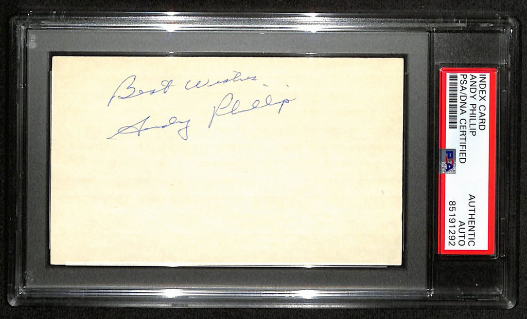 Andy Phillip HOF Signed/Auto 3x5 Index Card Philadelphia Warriors PSA/DNA 188563