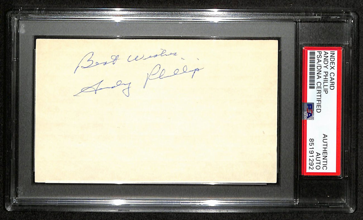 Andy Phillip HOF Signed/Auto 3x5 Index Card Philadelphia Warriors PSA/DNA 188563