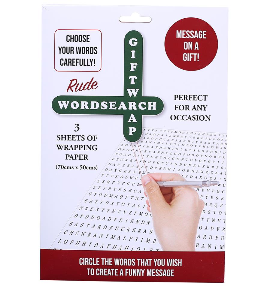 RUDE Adult Crossword Puzzle Wrapping Paper – 3 Sheets of Gift-Wrap Dirty Fun! 🔎