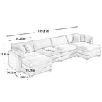 Modern Oversized Modular Cushion Sofa With Ottoman