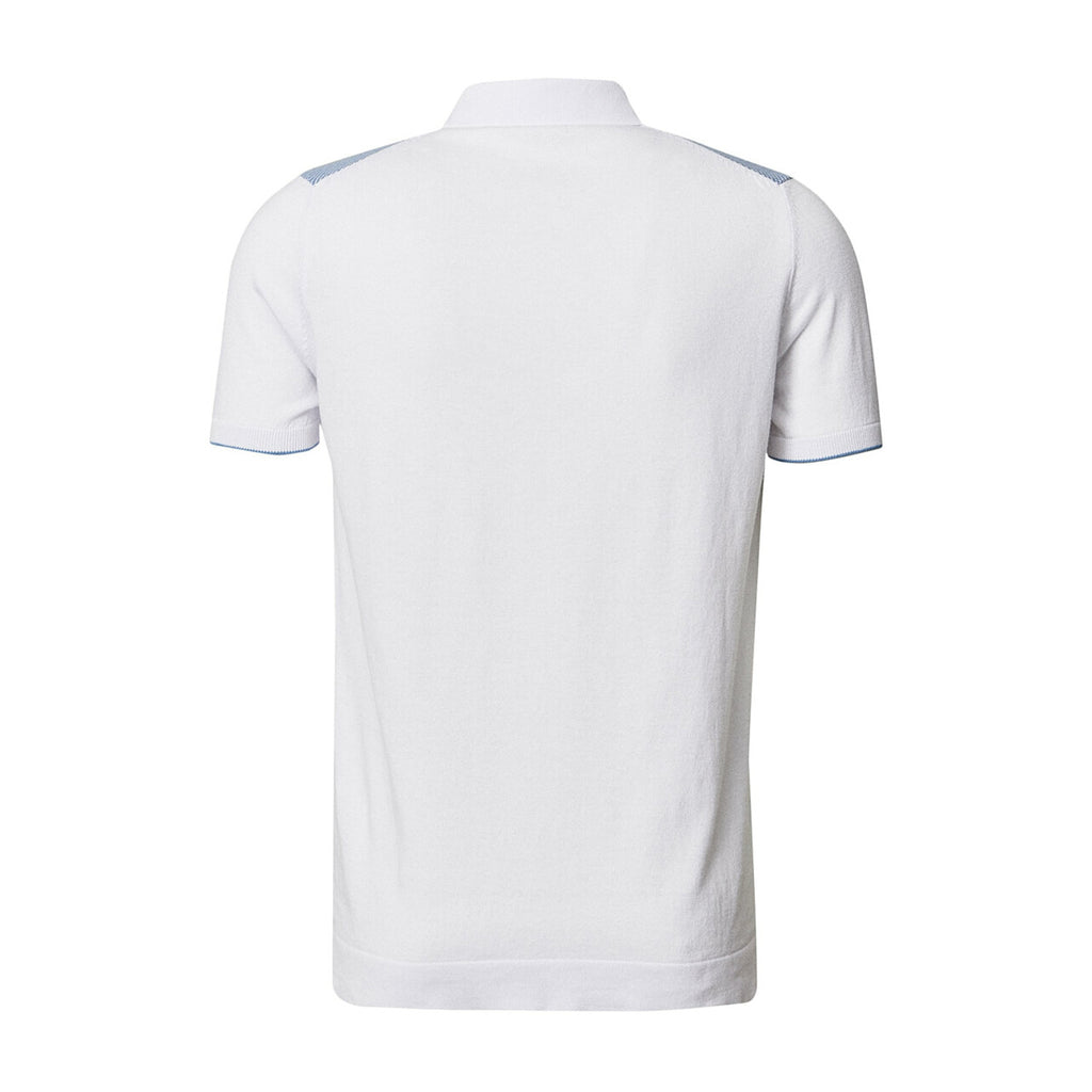Color Block Polo // White Blue