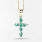 18K Yellow Gold Plated 0.84 Carat Genuine Emerald .925 Sterling Silver Pendant
