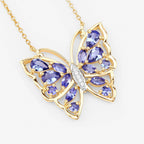 2.76 Carat Genuine Tanzanite and White Zircon .925 Sterling Silver Necklace