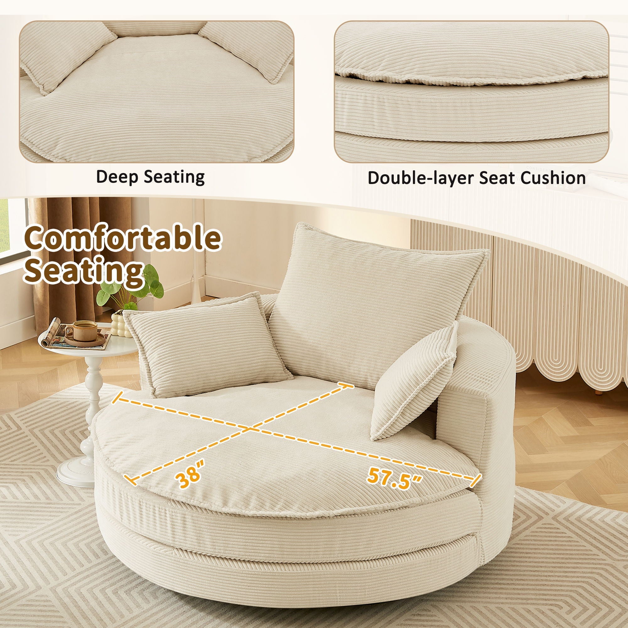 360° Swivel Accent Barrel Chair