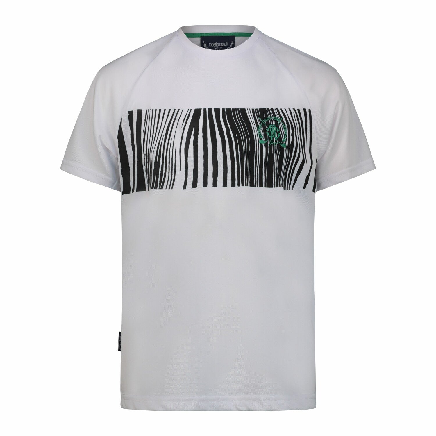 Crewneck Ergonomic Zepra Print T-Shirt // White