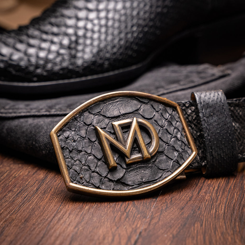 Western Collection Kansas // Python Leather Cowboy Boot // Black