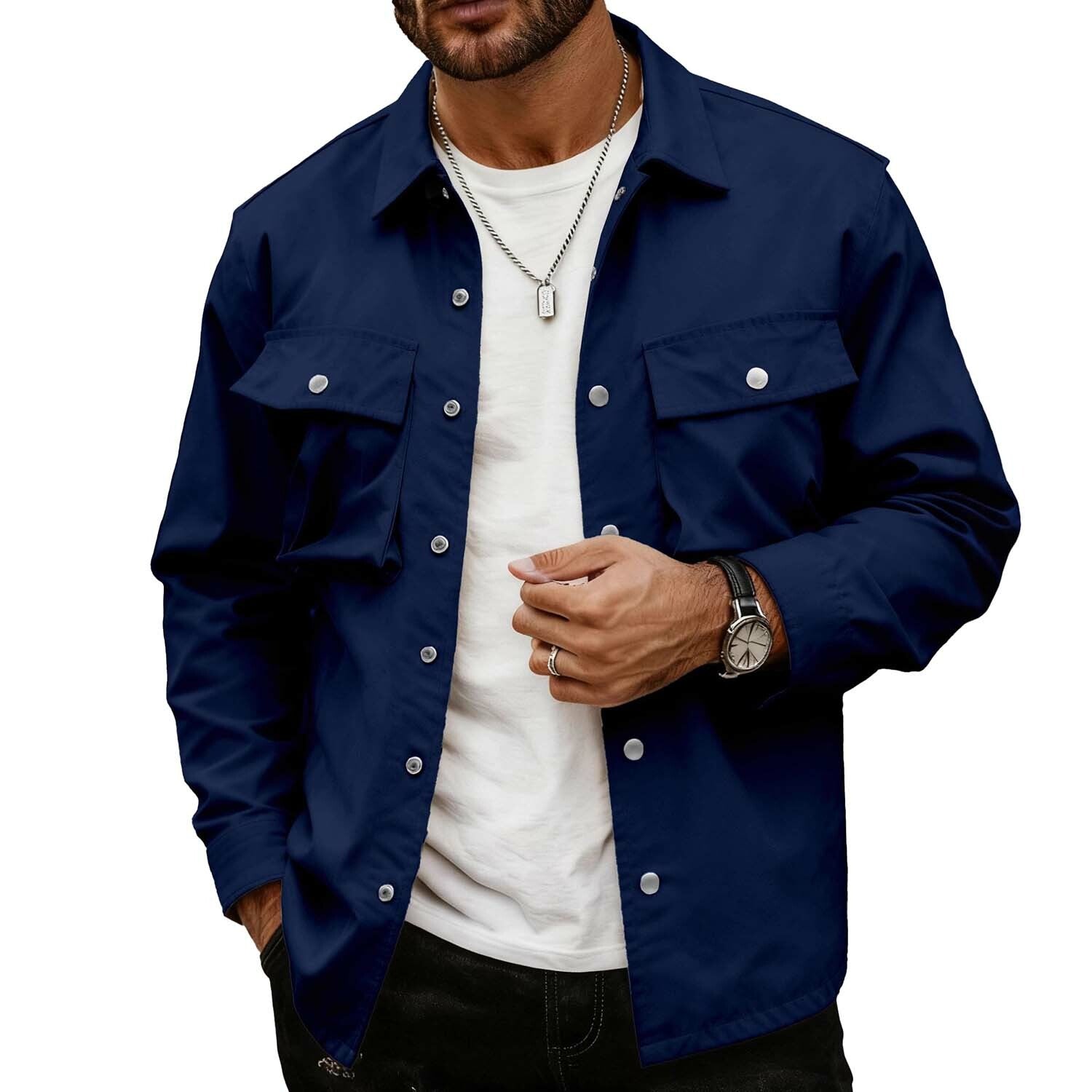 Button-Up Shacket // Navy
