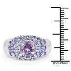 2.43 Carat Genuine Amethyst and Tanzanite .925 Sterling Silver Ring