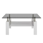 Modern Rectangular Coffee Table With Tempered Transparent