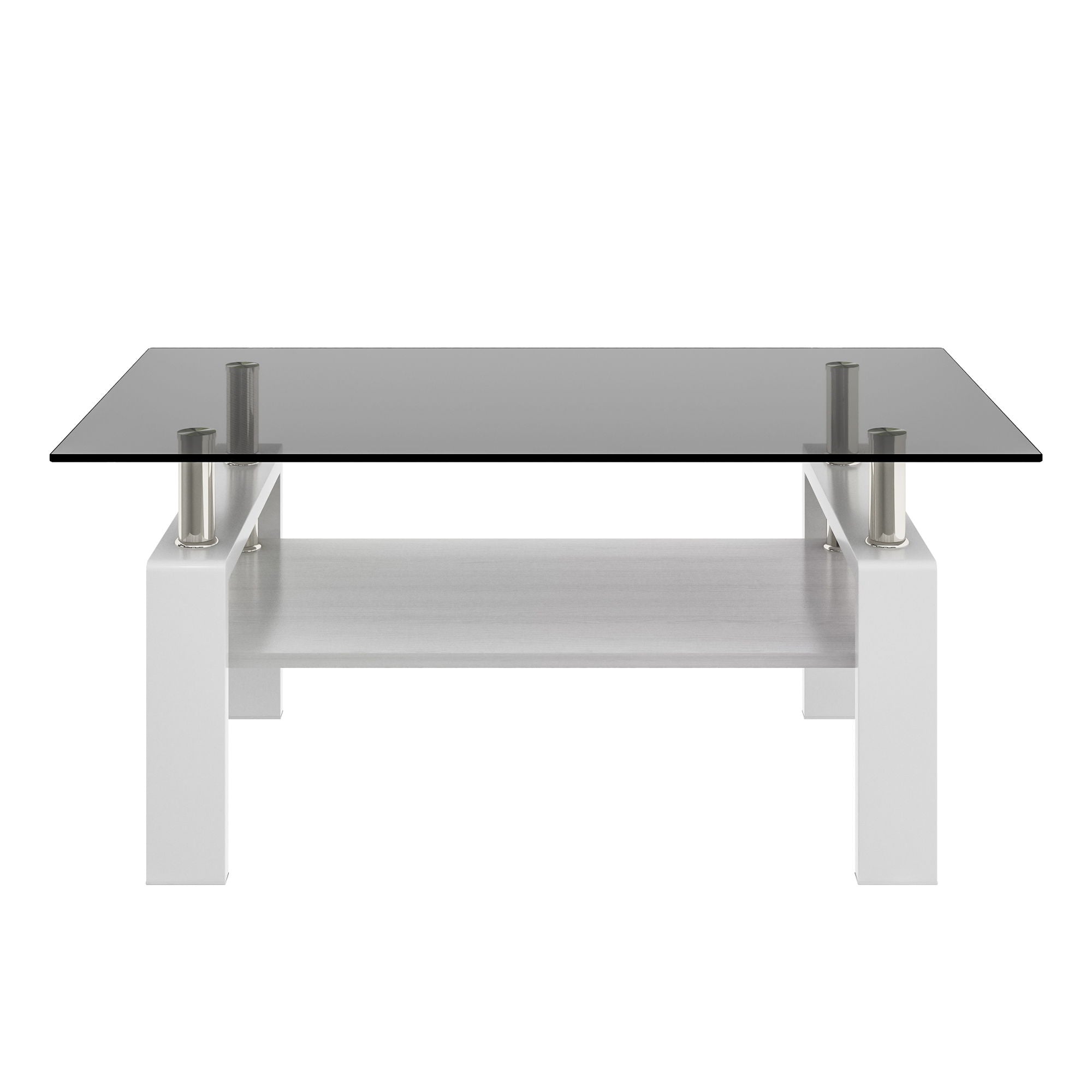 Modern Rectangular Coffee Table With Tempered Transparent