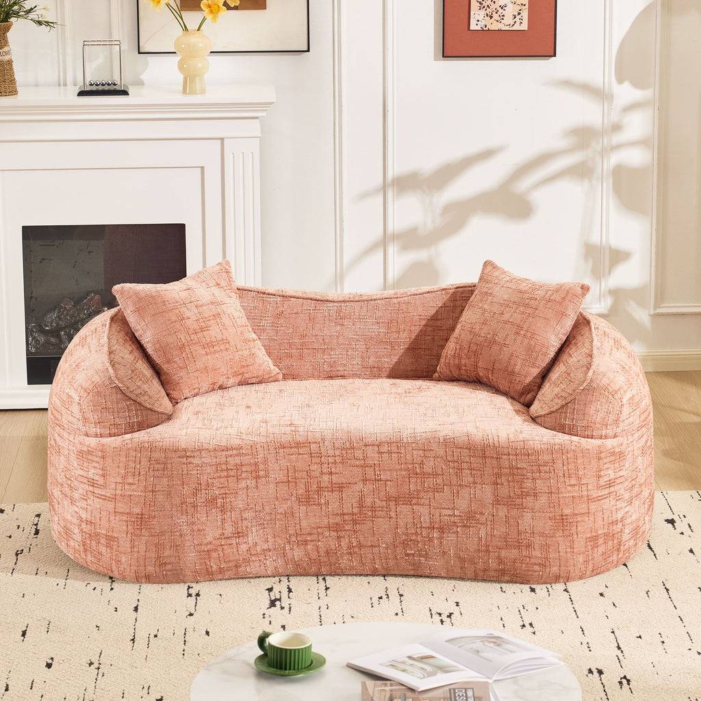 Curved 2 Person Compress Sofa With Armrests