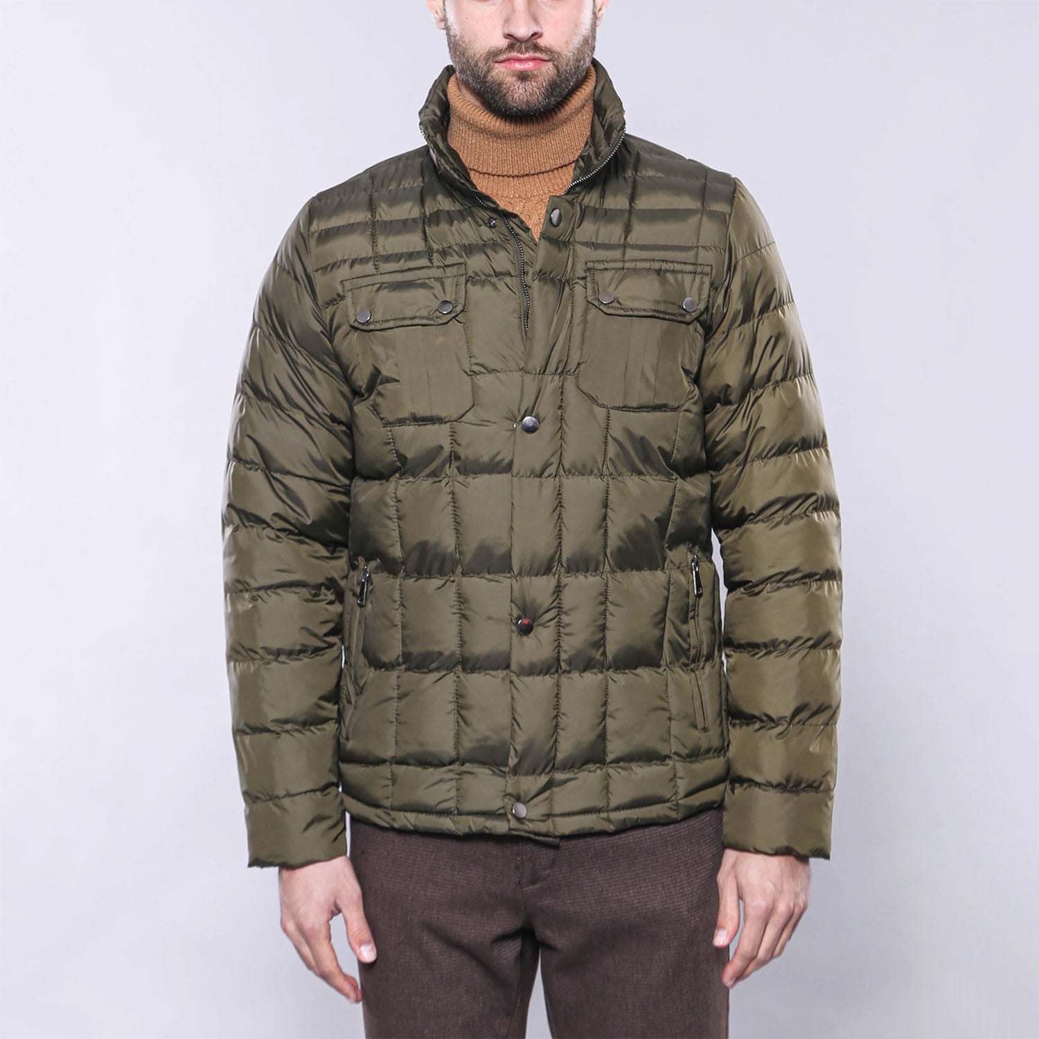 Slim-Fit Quilted Coat // Green