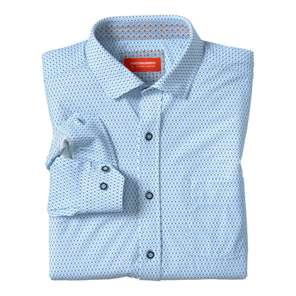 XC+ Motion Long-Sleeve Print Knit Shirt // Blue Tulip