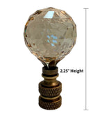 Stephanov Faceted Champagne Crystal Ball Lamp Finial Antique Brass 2.25"h