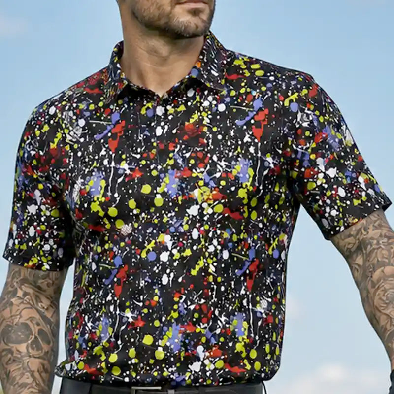 A-Game Cool-Stretch Men's Performance Golf Shirt (Black)