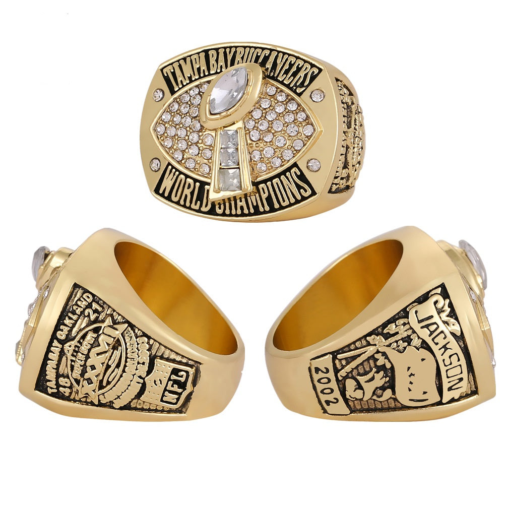 Tampa Bay Buccaneers Championship Ring & Trophy Set – 2003 & 2021 Collectible with Display Box