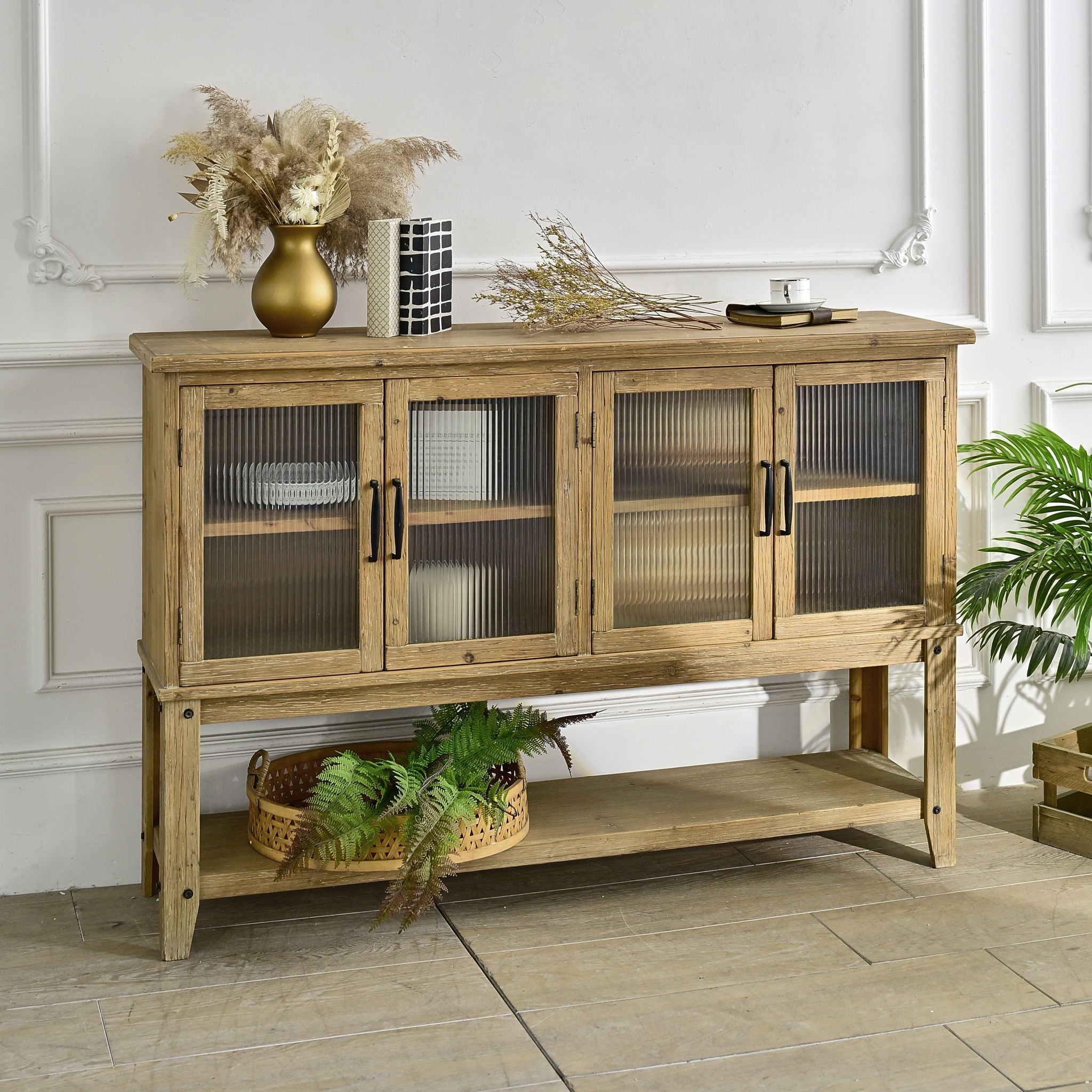 Rectangle Accent Sideboard Cabinet With Storage Shelf - Natural Wood