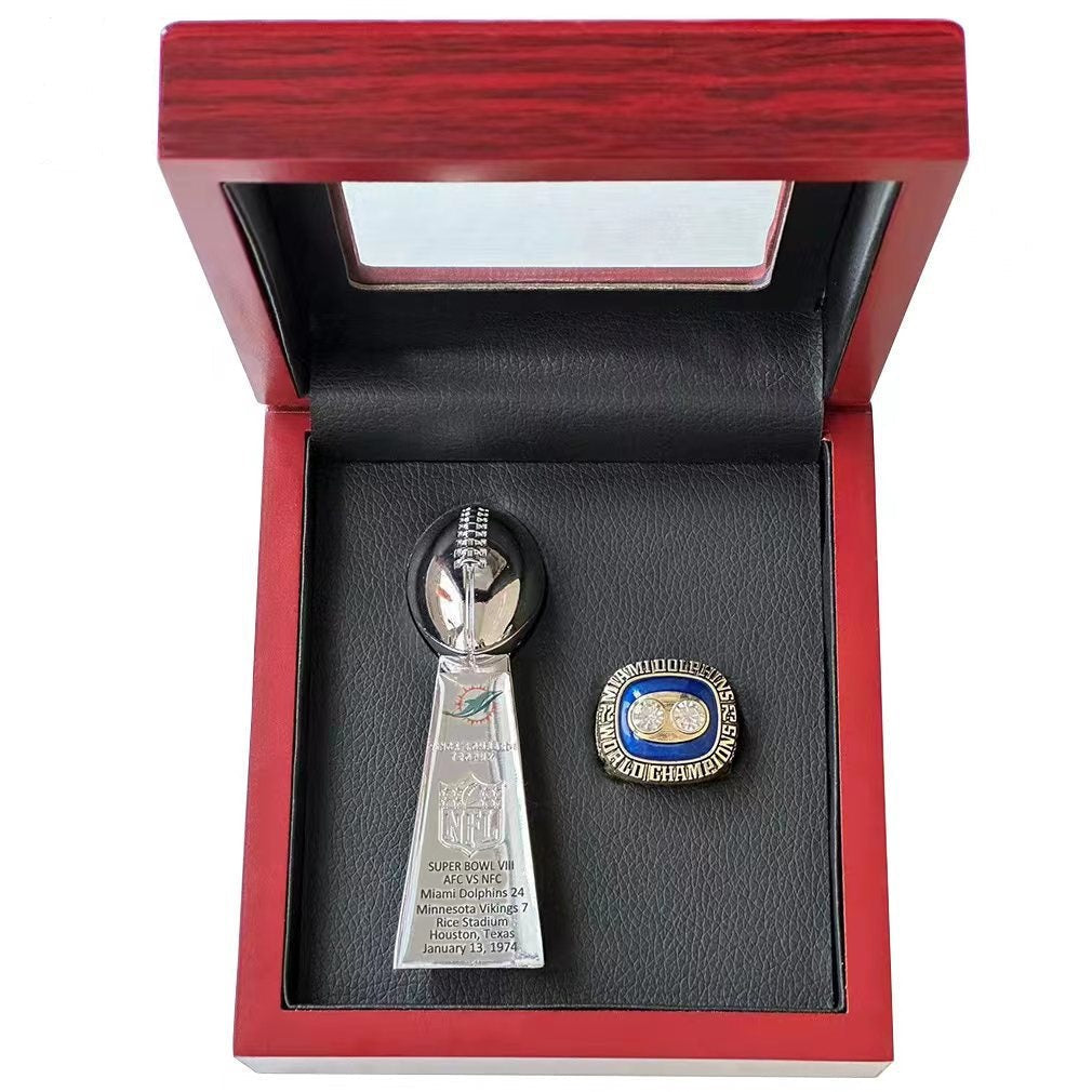 1973 & 1974 Miami Back-to-Back Championship Ring & Trophy Set – Replica Ring Set for Collectors & Fans