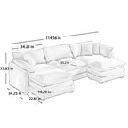 Modern Oversized Modular Cushion Sofa With Ottoman