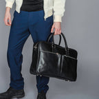 Leather Briefcase Slim 17" // Black